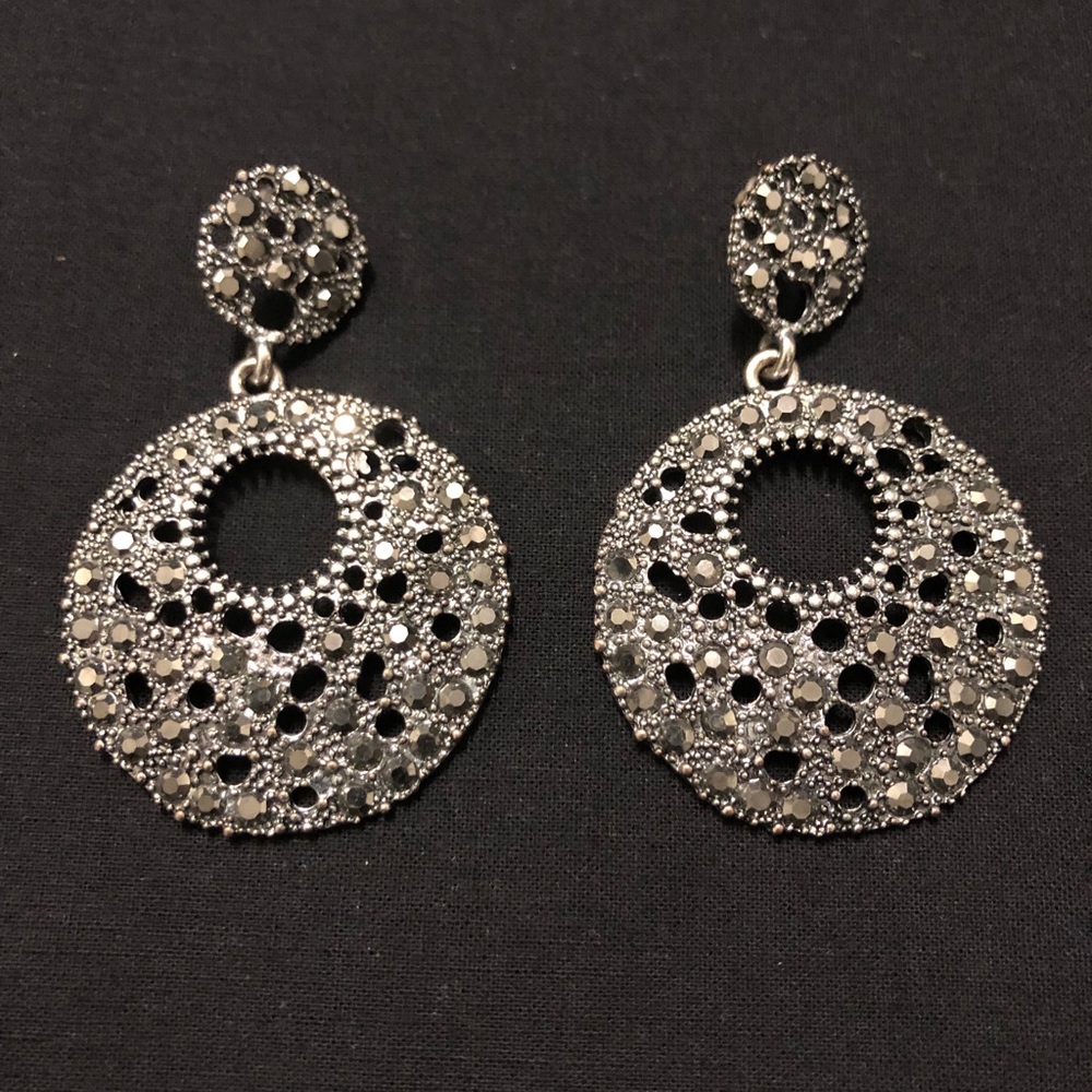 Oval Graphite Earrings